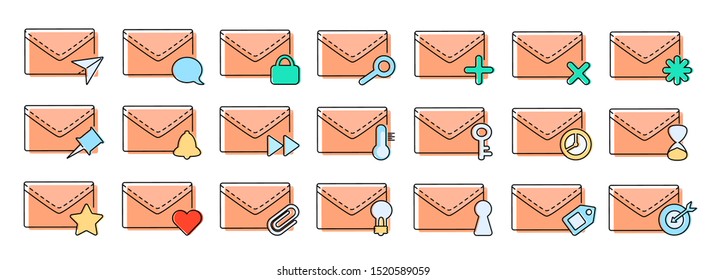 Icons set of mail envelopes
