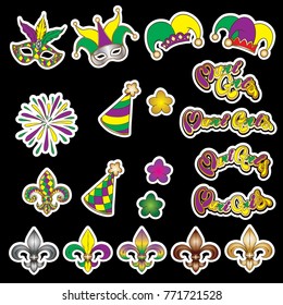 Icons set of Mardi Gras for party decorations