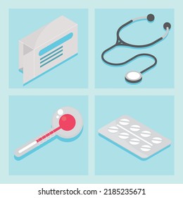 icons set medical, isometric flat style