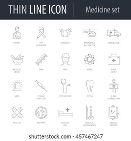 Icons Set of Medicine Part One. Symbol of Intelligent Thin Line Image Pack. Stroke Pictogram Graphic for Web Design. Quality Outline Vector Symbol Concept Collection. Premium Mono Linear