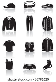 Icons set of men clothes and accessory