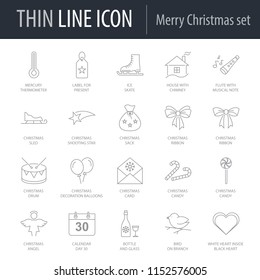 Icons Set of Merry Christmas. Symbol of Intelligent Thin Line Image Pack. Stroke Pictogram Graphic for Web Design. Quality Outline Vector Symbol Concept Collection