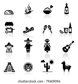 Icons set Mexican culture and cuisine