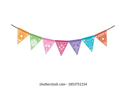 icons set of mexican garland on white background vector illustration design