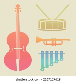 icons set music instruments vector layout