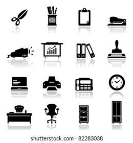 Icons Set Office Equipment And Furniture