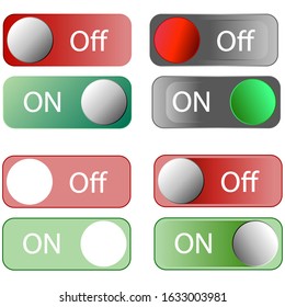 Icons set on and off toggle switch button. Vector illustration