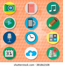Icons  set on an orange background