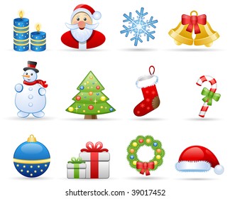 Icons set on a theme Christmas