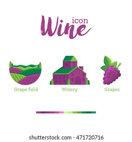 Icons set on theme wine/winery