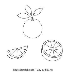 Conjunto de iconos de la mitad naranja. Iconos de una tajada naranja medio sobre fondo blanco. Ilustración vectorial.