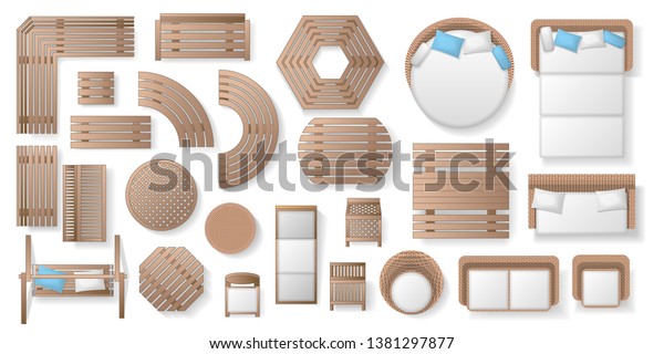 Icons Set Outdoor Furniture Patio Items Stock Vector (Royalty Free