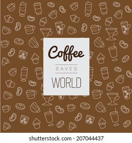 Icons set pattern: Coffee saved World