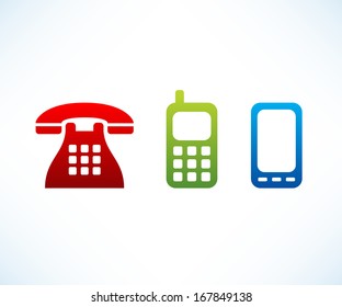Icons set of phone and mobile