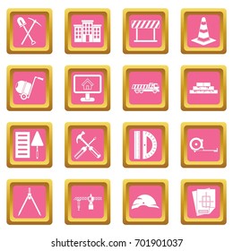 icons set in pink color isolated vector illustration for web and any design