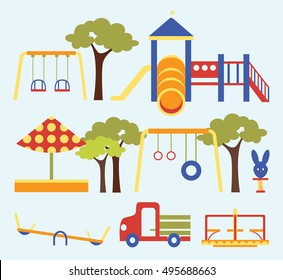 Icons set of playground equipments