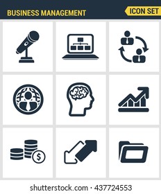 Icons set premium quality of business people management, employee organization. Modern pictogram collection flat design style symbol. Isolated white background