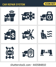 Icons set premium quality of car repair system icon automobile instrument service. Modern pictogram collection flat design style symbol. Isolated white background