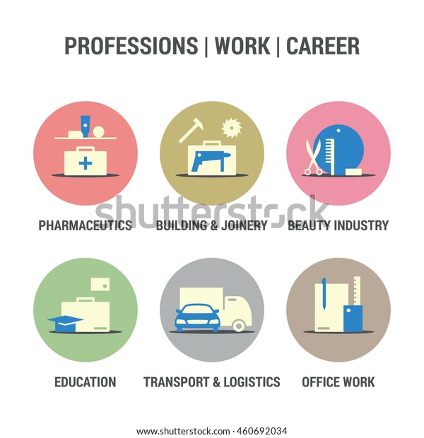 Icons set of\
professions, work, career\
area.