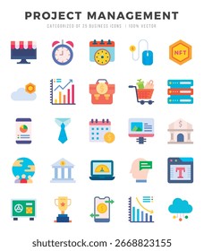 Conjunto de iconos. Gestión de proyectos para Web. App. Ilustración vectorial.