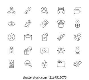 Icons set of promotion. Sipmle outline icon. Vector illustration.