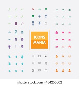 Icons set of ready-made on various topics: transport, gestures, tool, food, people. The collection of high quality icons for working with Web graphics.
