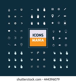 Icons set of ready-made on various topics: hobby, gestures, interface, animals, web, computers. The collection of high quality icons for working with Web graphics.
