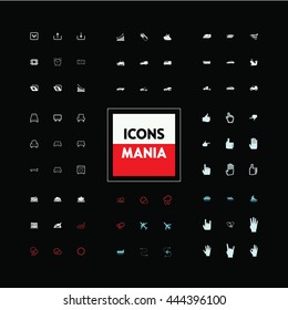 Icons set of ready-made on various topics: interface, transport, gestures, weather. The collection of high quality icons for working with Web graphics.
