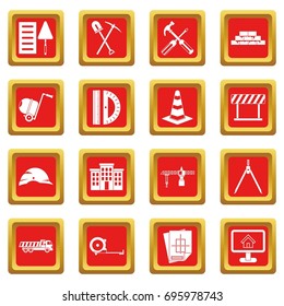 icons set in red color isolated vector illustration for web and any design