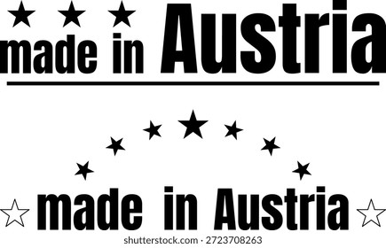 Conjunto de iconos que representan hechos en Austria con texto negro y estrellas