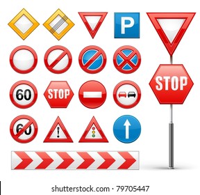 icons set of road signs vector illustration isolated on white background