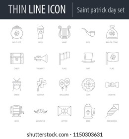 Icons Set of Saint Patrick Day. Symbol of Intelligent Thin Line Image Pack. Stroke Pictogram Graphic for Web Design. Quality Outline Vector Symbol Concept Collection. Premium Mono Linear