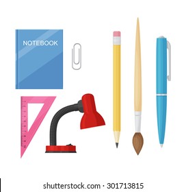 Icons set of school supplies