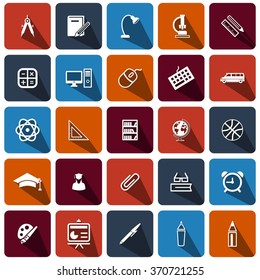icons set school supplies