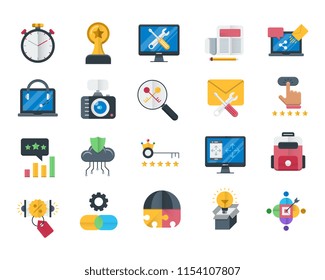 Icons Set of Search Engine Optimization 
flat icons