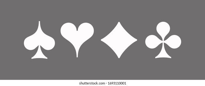 Icons Set shape diamonds, clovers, hearts, spades Four Playing card suits icons template. High quality outline Playing card suit shape symbol pictogram for web design or mobile app on gray background