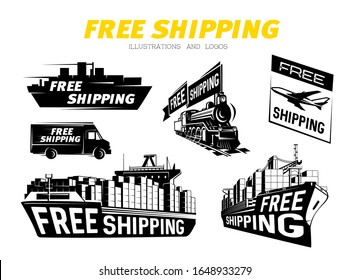 Icons set shipping and delivery. Vector illustration.
