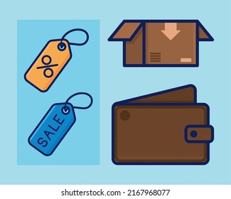 icons set of shopping vector style