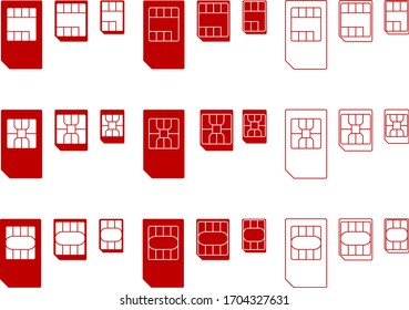 conjunto de iconos de tarjetas SIM en tres tamaños