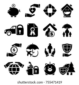 Icons set. Simple illustration of 16 vector icons for web