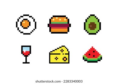 Pixel art with watermelon. Vector illustration on a white ...