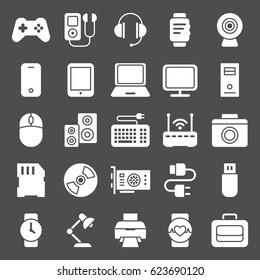 Icons set of smart devices and gadgets, computer equipment and electronics. Modern icons for Web and Mobile. Vector illustration