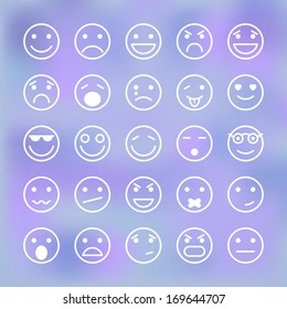 Icons set of smiley faces for mobile application interface isolated vector illustration