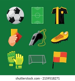 icons set soccer sport equipment