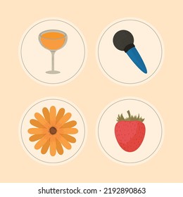 icons set social media highlights, image