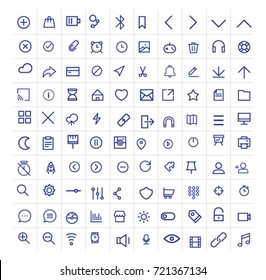 Icons set for social media, navigation, mail and business app de