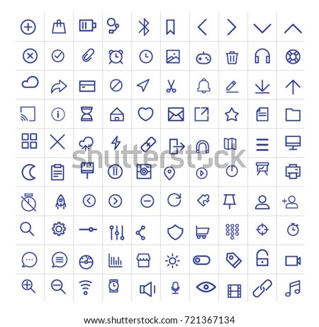 Icons set for social media, navigation, mail and business app de
