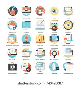 Conjunto de ícones de design e desenvolvimento de software