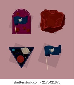 icons set space galaxy design