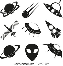 icons set of space objects